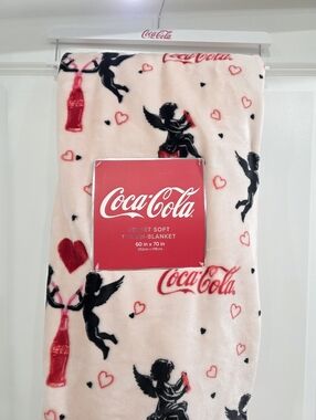 Viral Valentines Cupid Coca Cola Throw Blanket 60in x 70in Brand New